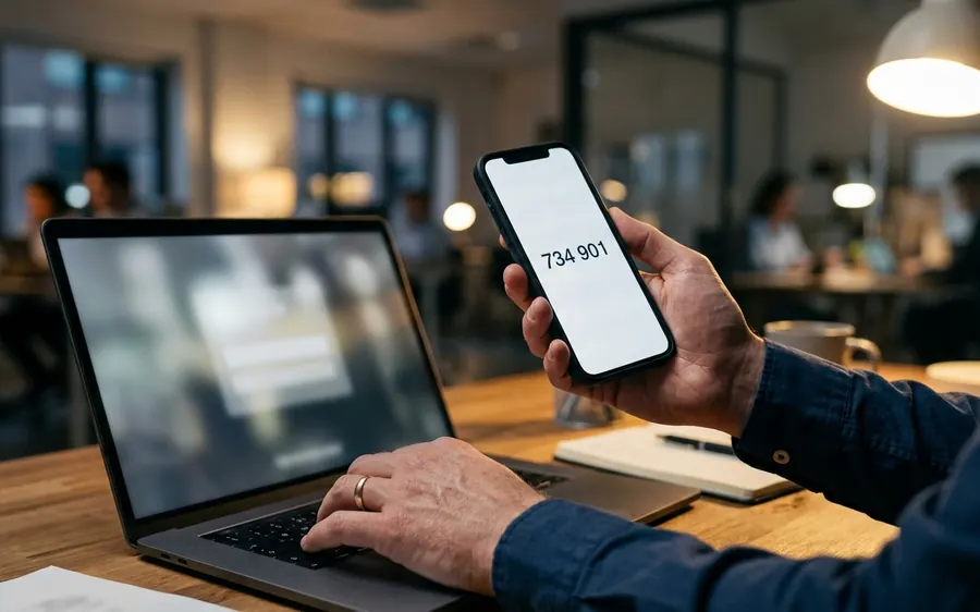 Mitarbeiter bestätigt eine Anmeldung per Zwei-Faktor-Code